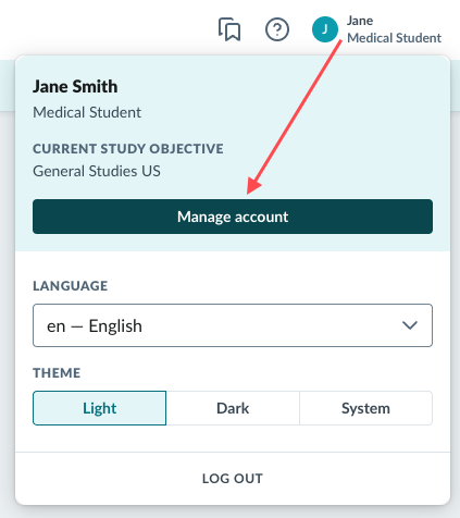 Profile Icon > Manage Account